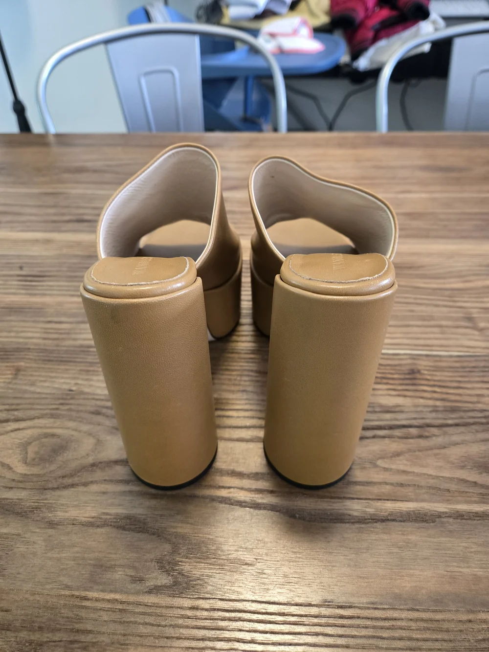 Wandler Women's Electra Leather Platform Mules Size 38 US 8 Beige - Picture 6 of 13